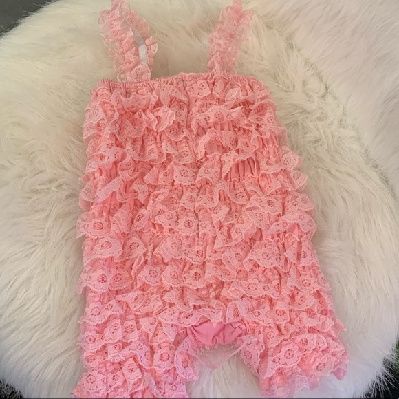 SALE! Pink Lace Petti-Romper & Headband - Picture 7 of 10